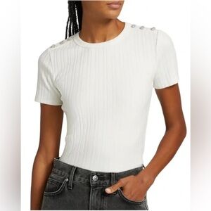 NWT Veronica Beard Draya Rhinestone Button Top